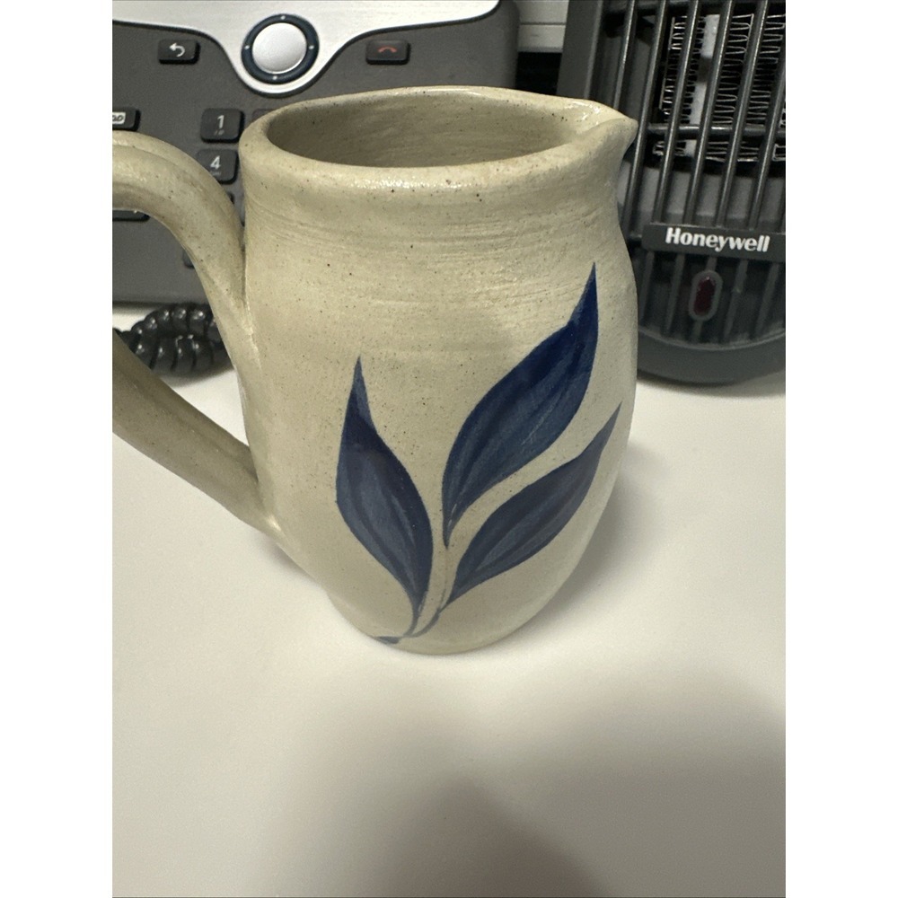 Williamsburg Pottery Factory Inc. Hand Made Milk Pitcher,‎ Blue 3"